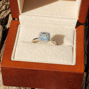 Cushion Aquamarine Engagement Ring